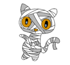 Dibujo Gato garabato momia pintado por cascabel