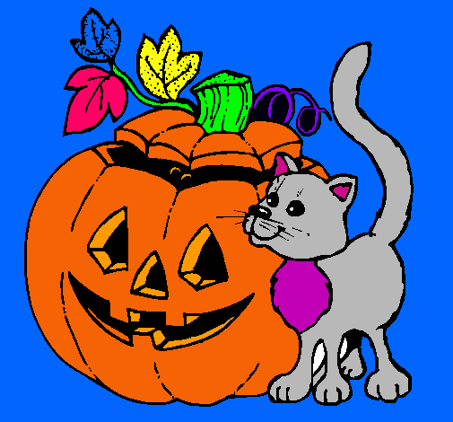 Calabaza y gato