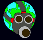 Dibujo Tierra con máscara de gas pintado por coyocoya