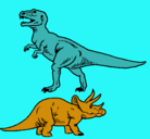 Dibujo Triceratops y tiranosaurios rex pintado por benja