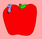 Dibujo Gusano en la fruta pintado por mimi