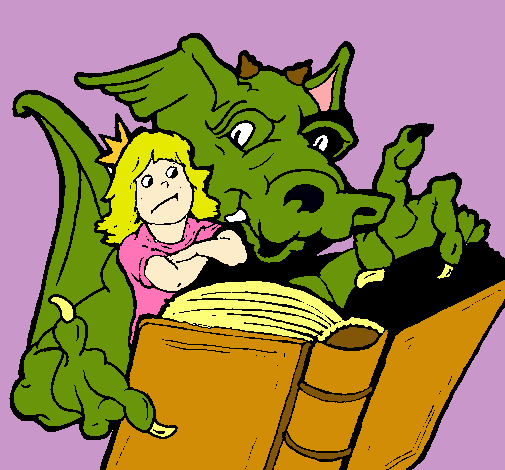 Dragón, chica y libro