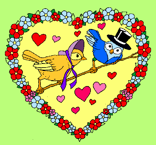 Dibujo de Corazón con pájaros pintado por Piolin en  el día  06-09-10 a las 12:38:16. Imprime, pinta o colorea tus propios dibujos!