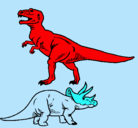 Dibujo Triceratops y tiranosaurios rex pintado por SAULALEJAdro