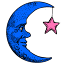 Dibujo Luna y estrella pintado por poker