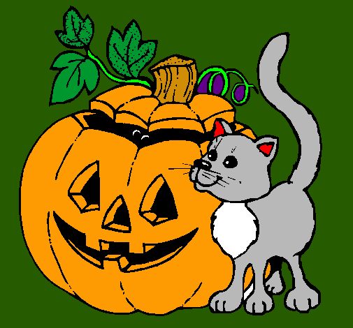 Calabaza y gato