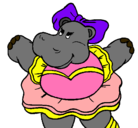 Dibujo Hipopótama con lazo pintado por valentina