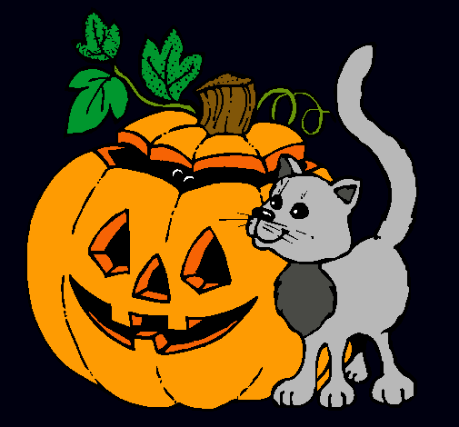 Calabaza y gato