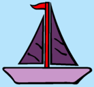Dibujo Barco velero pintado por delfin