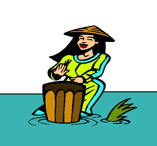 Mujer tocando el bongó