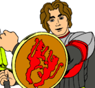 Dibujo Caballero con escudo de león pintado por jormairi