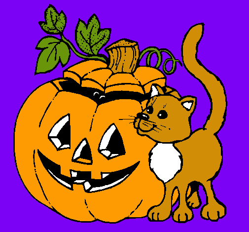 Calabaza y gato