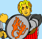 Dibujo Caballero con escudo de león pintado por adrian