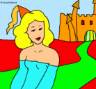 Dibujo Princesa y castillo pintado por melodi