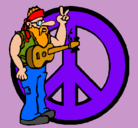 Dibujo Músico hippy pintado por dinochuy