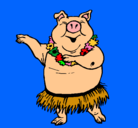 Dibujo Cerdo hawaiano pintado por erick