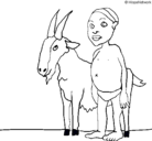 Dibujo Cabra y niño africano pintado por stef