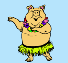 Dibujo Cerdo hawaiano pintado por Brayan