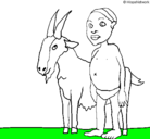 Dibujo Cabra y niño africano pintado por stef