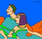 Dibujo César y Cleopatra pintado por ABRIL