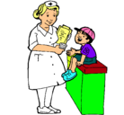 Dibujo Enfermera y niño pintado por ivanna