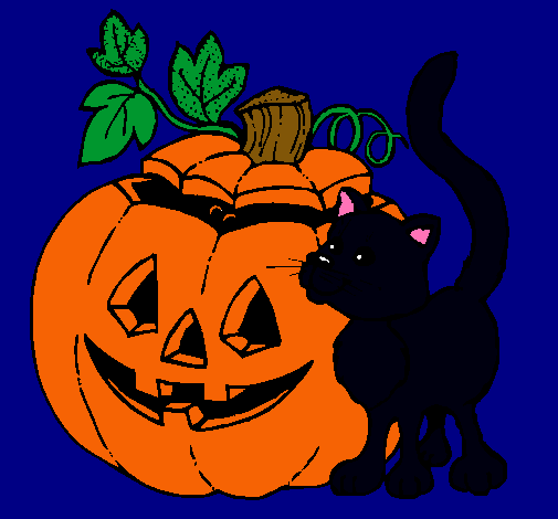 Calabaza y gato