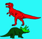 Dibujo Triceratops y tiranosaurios rex pintado por cristobal