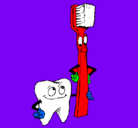 Dibujo Muela y cepillo de dientes pintado por amandaescanalva
