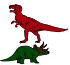 Dibujo Triceratops y tiranosaurios rex pintado por joseariel