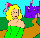 Dibujo Princesa y castillo pintado por monserrat
