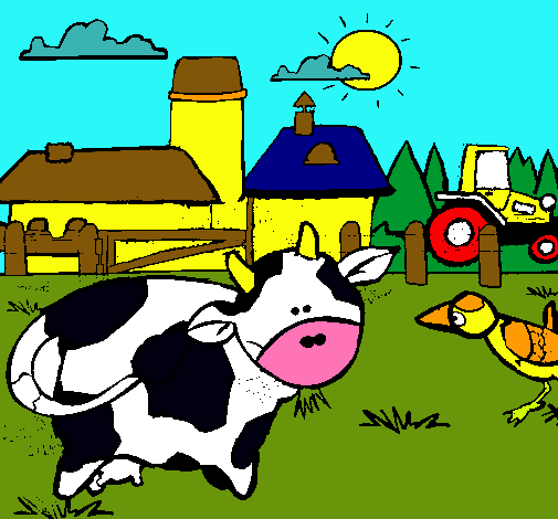 Vaca en la granja