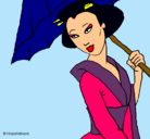 Dibujo Geisha con paraguas pintado por maria