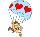 Dibujo Cupido en paracaídas pintado por gaby