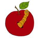 Dibujo Manzana con gusano pintado por doanel