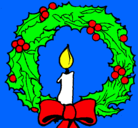 Dibujo Corona de navidad y una vela pintado por isabella