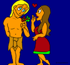 Dibujo Jóvenes mayas enamorados pintado por Nina