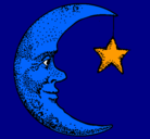 Dibujo Luna y estrella pintado por karen