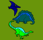 Dibujo Tres clases de dinosaurios pintado por sebastian