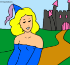 Dibujo Princesa y castillo pintado por agustina