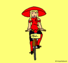 Dibujo China en bicicleta pintado por ros