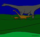 Dibujo Familia de Braquiosaurios pintado por miguelviloria