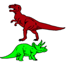 Dibujo Triceratops y tiranosaurios rex pintado por Danielhidalgomancilla