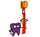 Dibujo Muela y cepillo de dientes pintado por PEPE