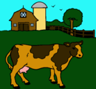 Dibujo Vaca pasturando pintado por eno