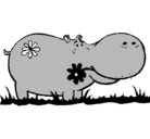 Dibujo Hipopótamo con flores pintado por piero