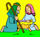 Dibujo Adoran al niño Jesús pintado por lisseth