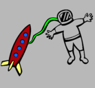 Dibujo Cohete y astronauta pintado por bubu