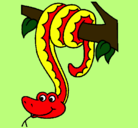 Dibujo Serpiente colgada de un árbol pintado por agustin