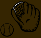Dibujo Guante y bola de béisbol pintado por h