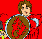 Dibujo Caballero con escudo de león pintado por Leon